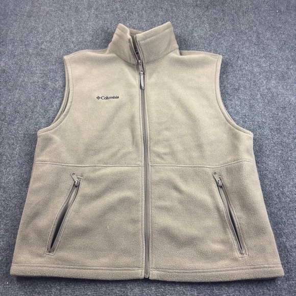 COLUMBIA Men’s Tan Full Zip Fleece Vest size: Large - Picture 1 of 6